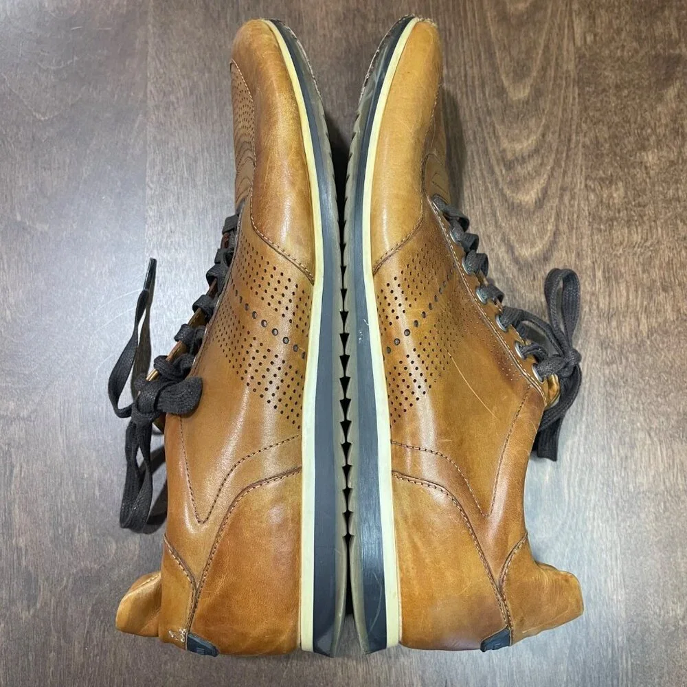 Magnanni Pueblo Leather Sneakers Men's Size 10.5 Cognac Perforated Lace Up Dress